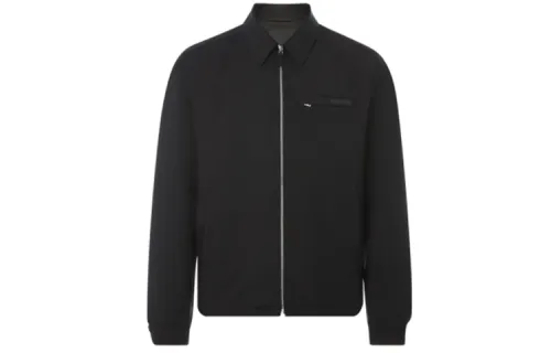 PRADA Jackets Men's Black Stand Collar Moderate Other