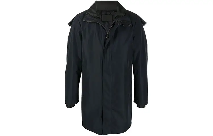 PRADA Jackets Men's Dark Blue Hooded Moderate Straight Fit