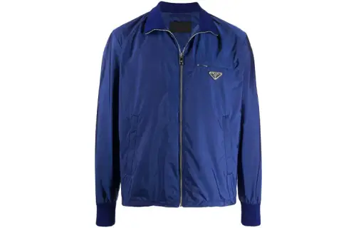 PRADA Jackets Men's Blue Stand Collar Moderate Other