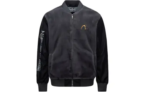 EVISU Jackets Men's Dark Gray Baseball Collar Moderate Other