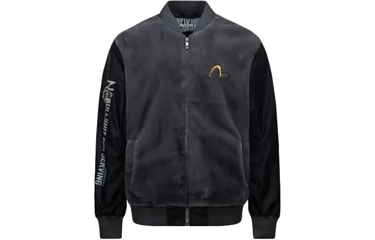 EVISU Jackets Men's Dark Gray Baseball Collar Moderate Other