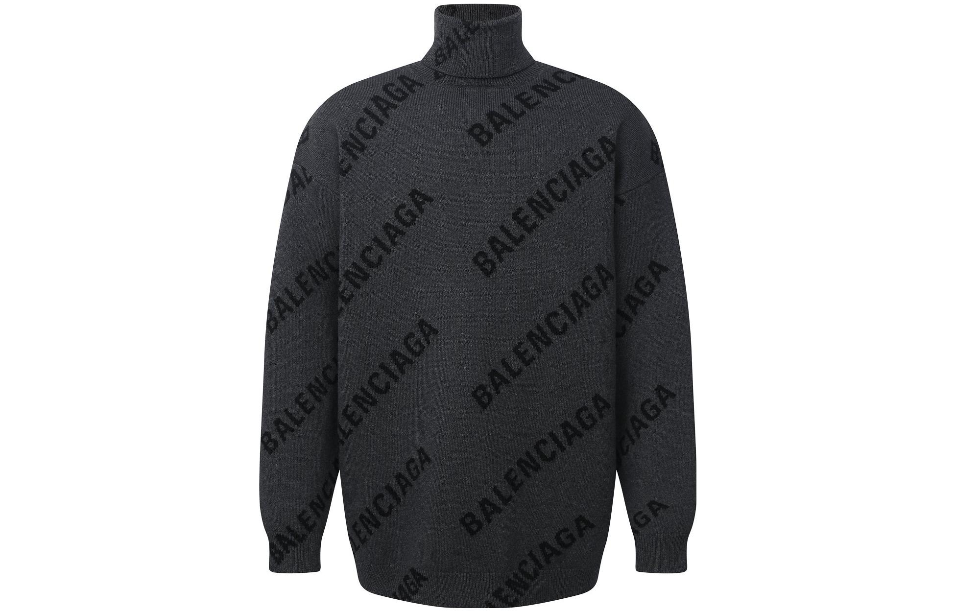 Мужской свитер Balenciaga Logo Turtleneck (серый)