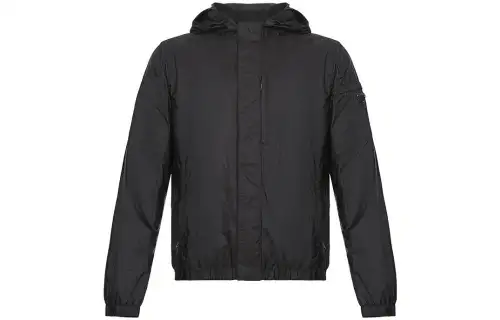 PRADA Jackets Men's Black Hooded Moderate Other