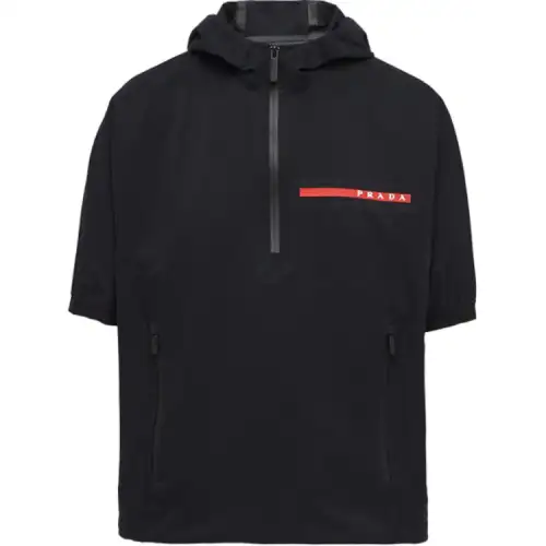 PRADA Sweatshirts Men's Black Hooded Moderate Regular