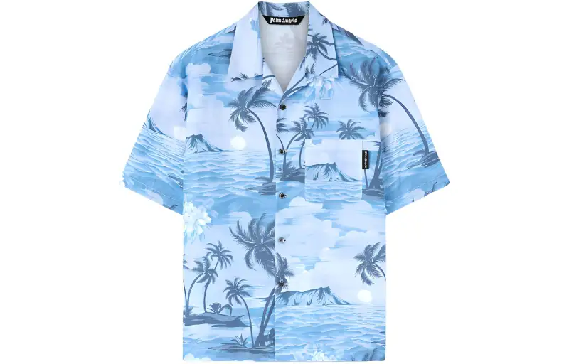Palm Angels Sunset-print linen-blend shirt