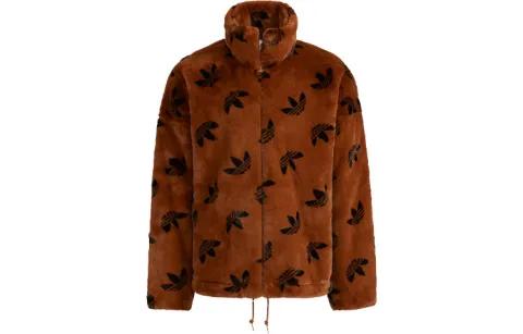 Adidas Originals Trefoil, Logo Fleece Lined Stand Collar Faux Fur Sports Jacket International Size Winter Unisex