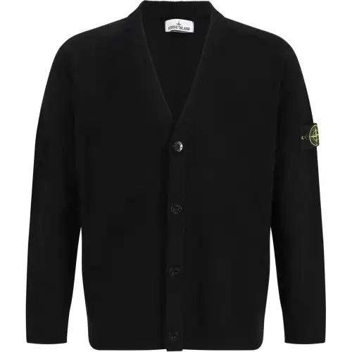 STONE ISLAND Compass Patch V-Neck Knitted Cardigan