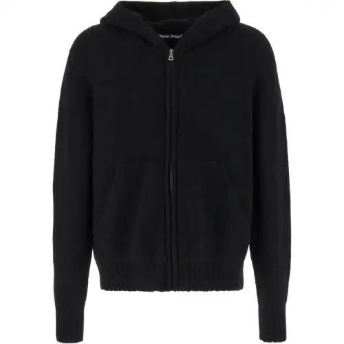 PALM ANGELS Logo Intarsia Knitted Hoodie