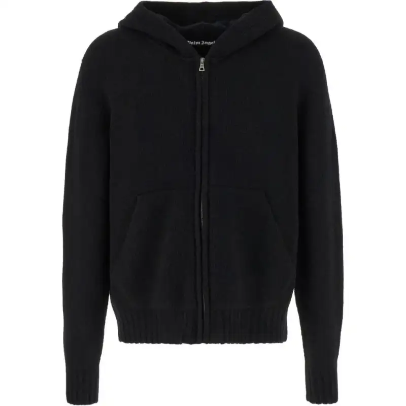 PALM ANGELS Logo Intarsia Knitted Hoodie