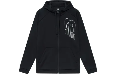 New Balance Logo Print Sports Fleece Lined Hood Jacket Winter Men's Black