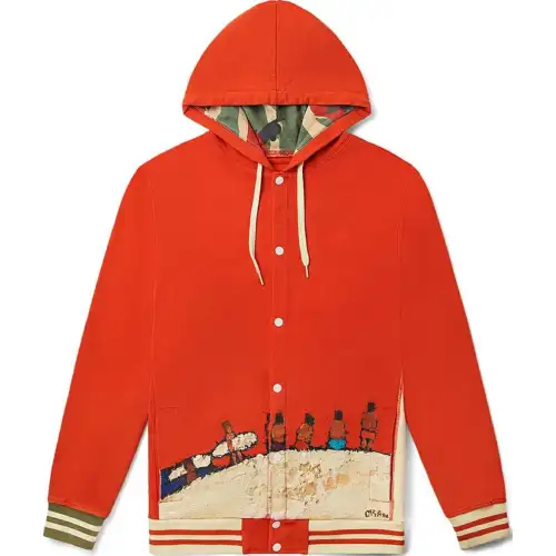 Vans NIGEL CABOURN joint model interesting oil painting pattern hooded jacket, same style for men and women, red