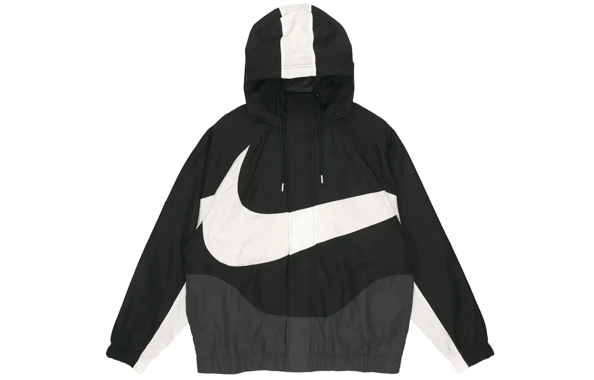 Nike Sportswear Swoosh Hooded Woven Large Logo Jacket Black