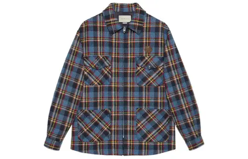 GUCCI Jackets Men's Blue Lapel Moderate Other