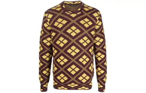 PRADA Sweaters Men's Brown Crew Neck Moderate Other