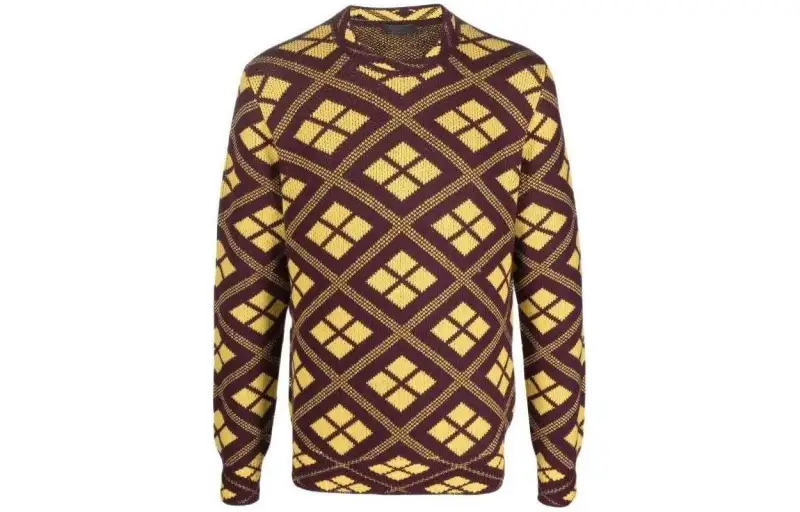 PRADA Sweaters Men's Brown Crew Neck Moderate Other