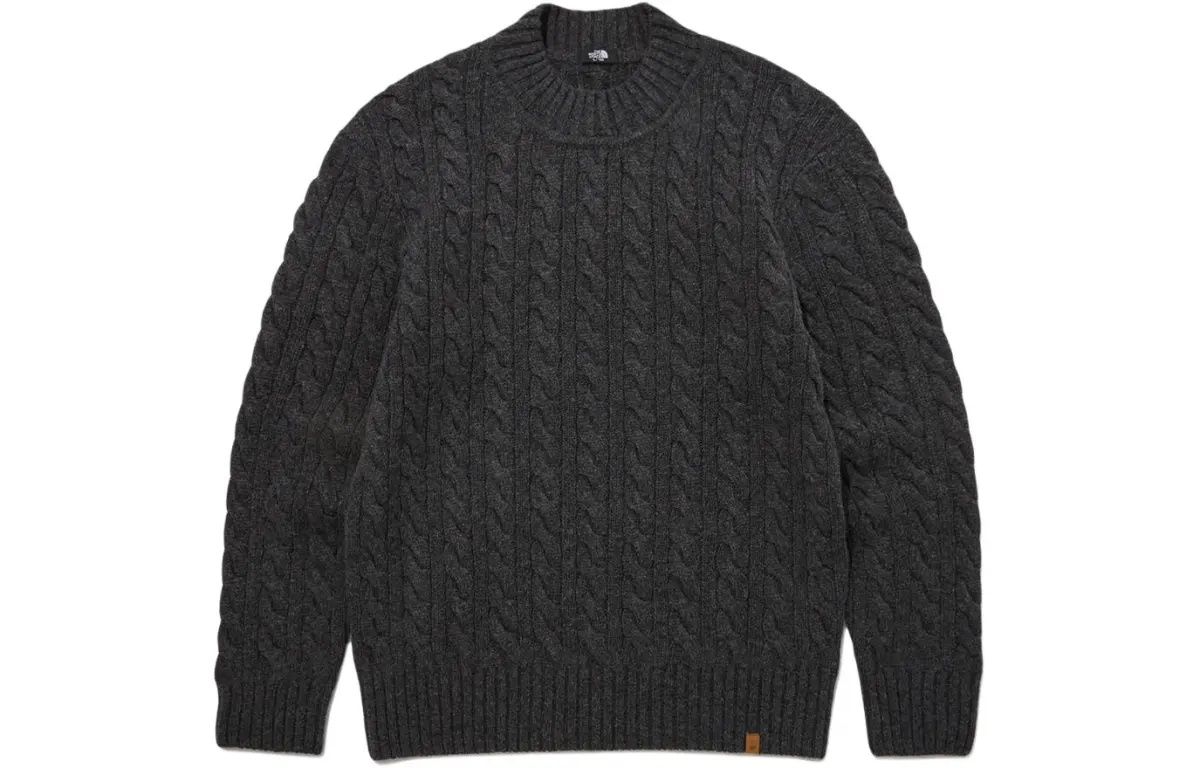 THE NORTH FACE Merino Wool Cable Sweater Unisex Charcoal Gray