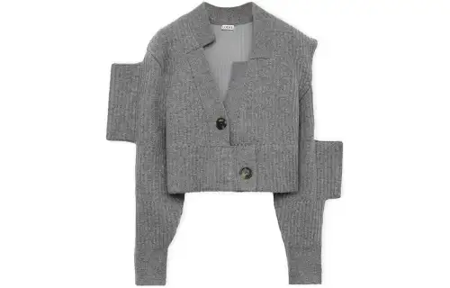 LOEWE Knitwear Men's Gray V Neck Moderate Cardigan