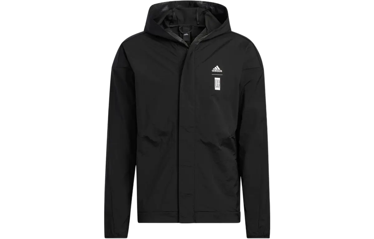 Adidas Jackets Men's Black Hooded (Non-detachable) Moderate Straight Fit