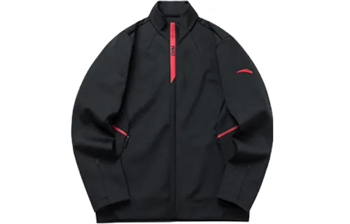 ANTA All Weather Jackets Men's Black Stand Collar Moderate Straight Fit