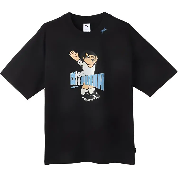 PUMA Drop Shoulder Sleeve T-Shirt Unisex Black