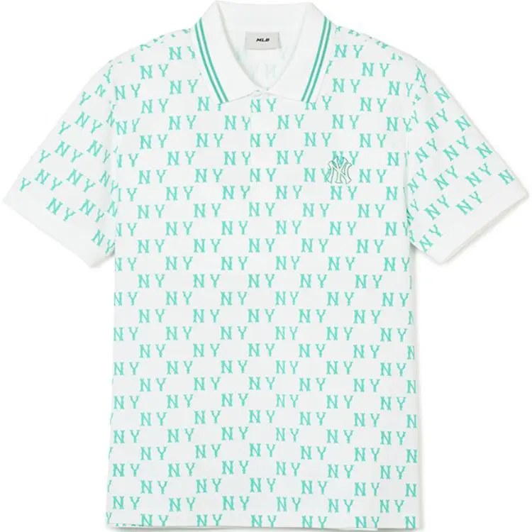 MLB New York Yankees Monogram Polo Shirt Unisex Ecru