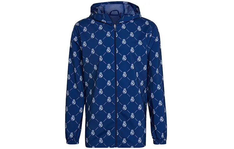 Adidas Real Madrid Jackets Men's Victory Blue Hooded Moderate Other