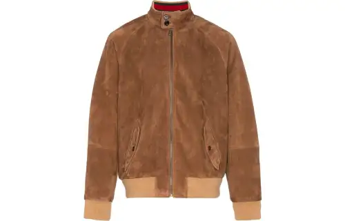 GUCCI Jackets Men's Brown Stand Collar Moderate Other