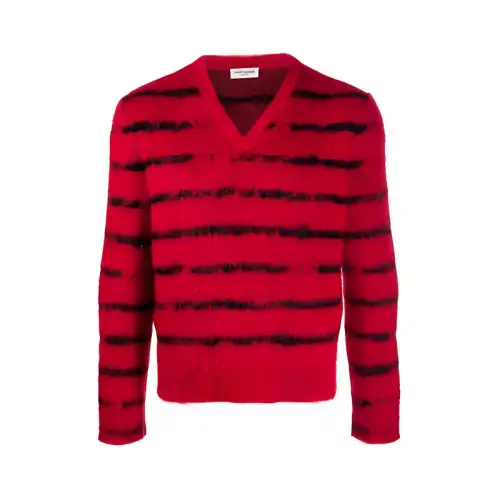 SAINT LAURENT Brushed Knit Striped Jumper