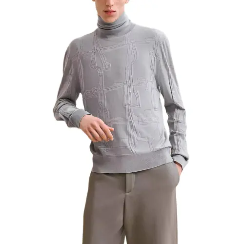 HERMES Sweaters Men's Gray Turtleneck Moderate Other