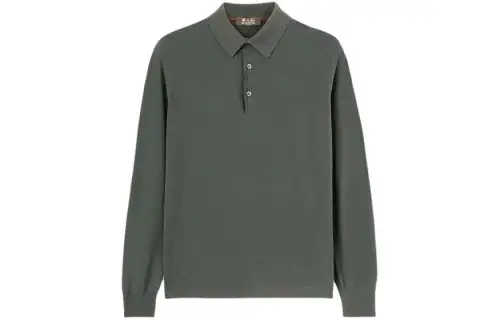 Loro Piana Sweaters Men's Green Polo Collar Moderate Other