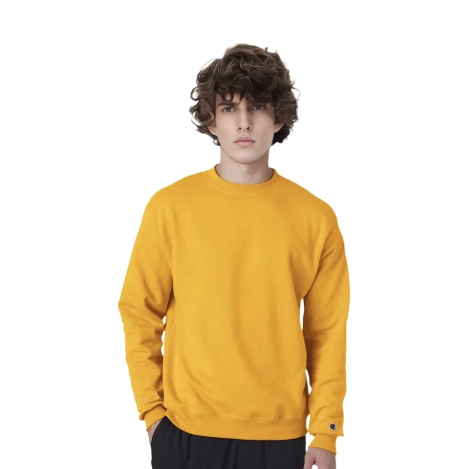 Champion Cuff Single Label Crew Neck Fleece Lined Sweatshirt Unisex 2 Pack Gold