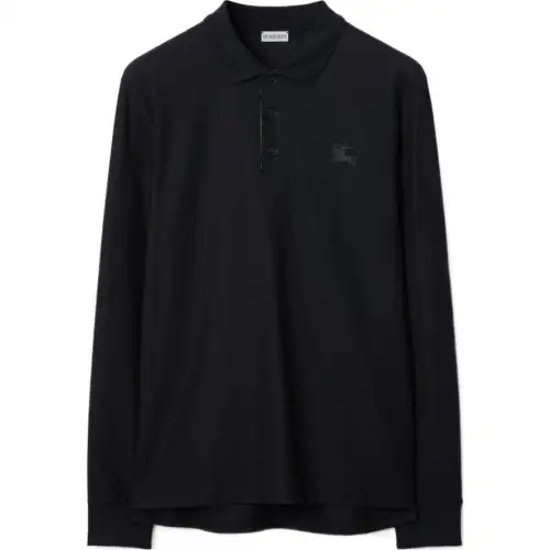 Burberry Ekd Motif Long Sleeved Polo Shirt