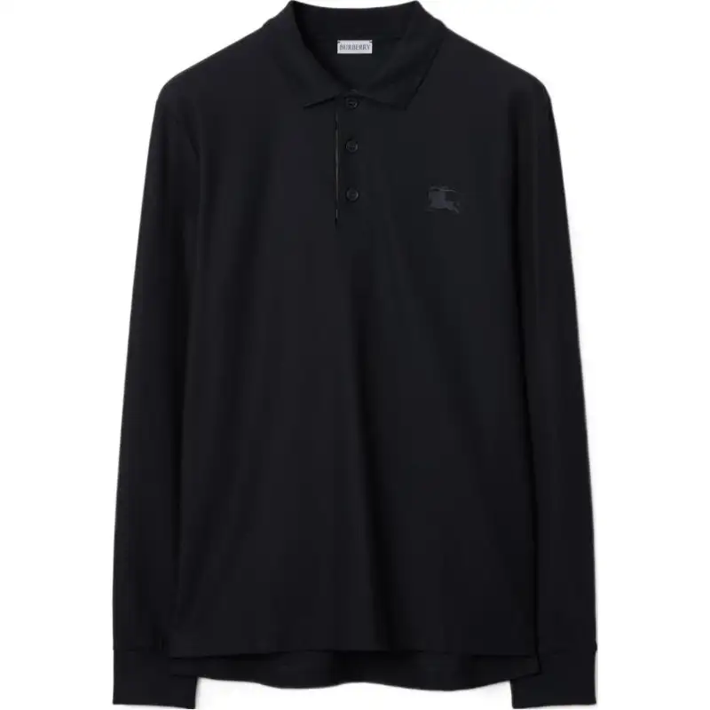Burberry Ekd Motif Long Sleeved Polo Shirt