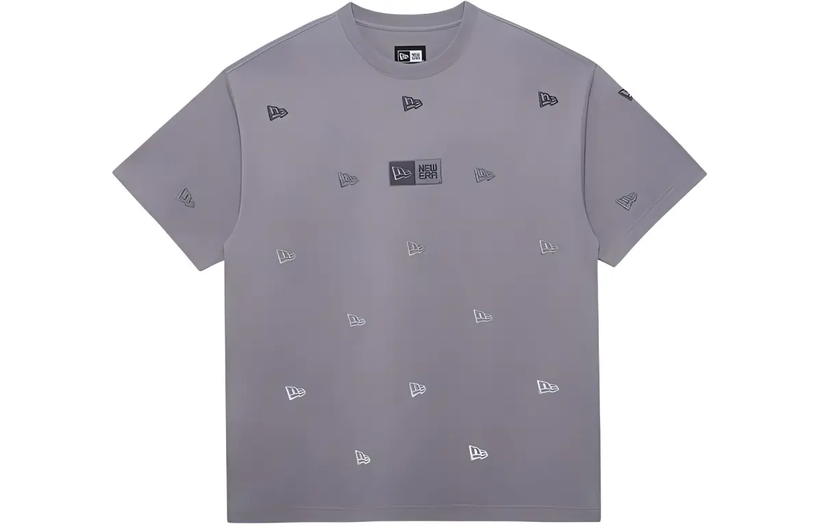 New Era T-Shirts Unisex Gray Crew Neck Moderate Straight Fit