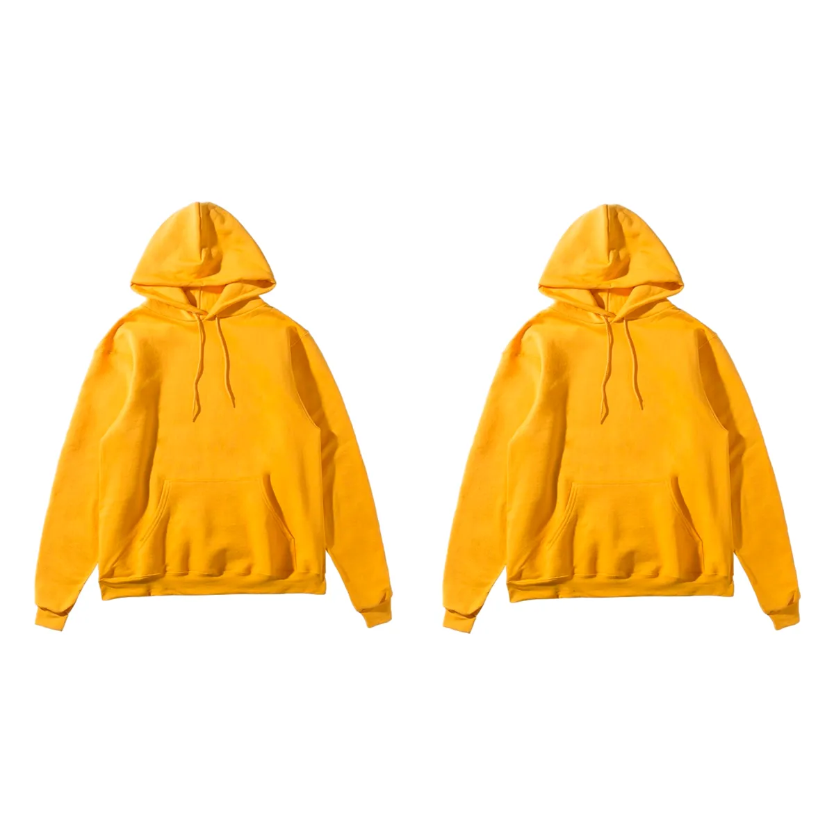 Champion Cuff Single Label Hooded Fleece Lined Pullover Sweatshirt Unisex 2 Pack Gold