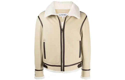 LOEWE Jackets Men's Beige Stand Collar Moderate Pilot