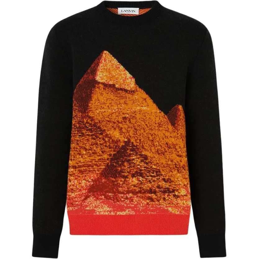 Lanvin Sweaters Men's Black Crew Neck Moderate Other