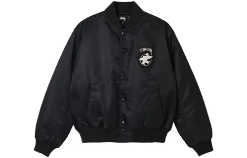 Stussy Jackets Unisex Black Baseball Collar Moderate Other
