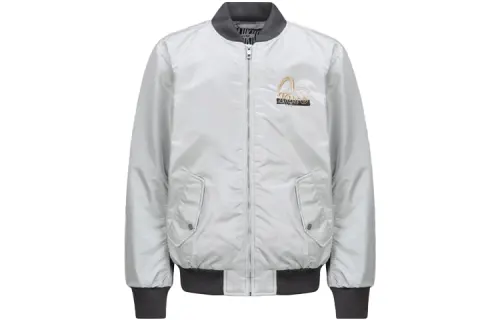 EVISU Jackets Men's Ice Gray Baseball Collar Moderate Other