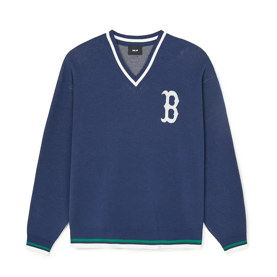 MLB Sweaters Unisex Blue V-neck Moderate Straight Fit