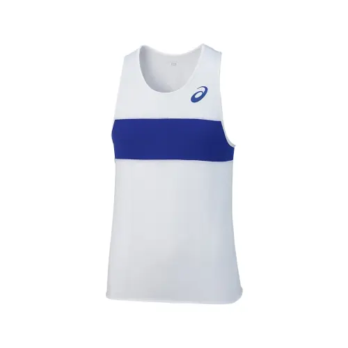 ASICS Tank Tops Men's White Crew Neck Moderate Straight Fit