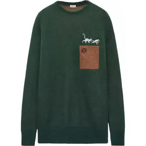LOEWE Sweaters Men's Green Crew Neck Moderate Other