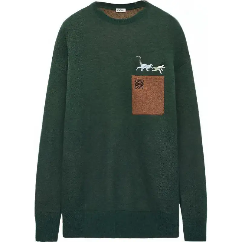 LOEWE Sweaters Men's Green Crew Neck Moderate Other