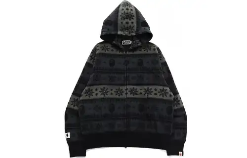A BATHING APE Snow Pattern Relaxed Fit Full Zip Hoodie