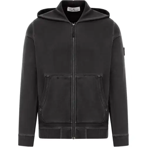 STONE ISLAND Logo Patch Zip Up Hoodie