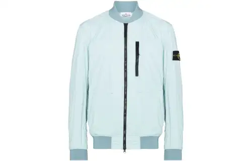 STONE ISLAND Jackets Men's Mint Green Baseball Collar Moderate Other