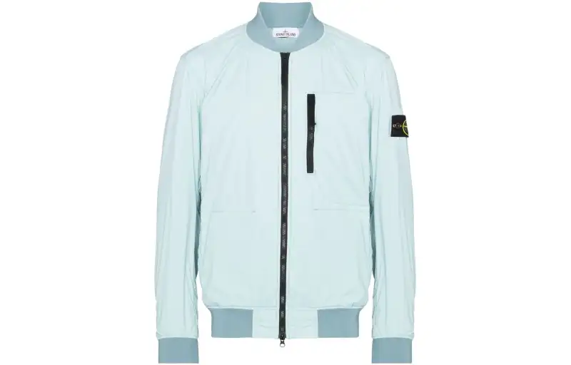 STONE ISLAND Jackets Men's Mint Green Baseball Collar Moderate Other