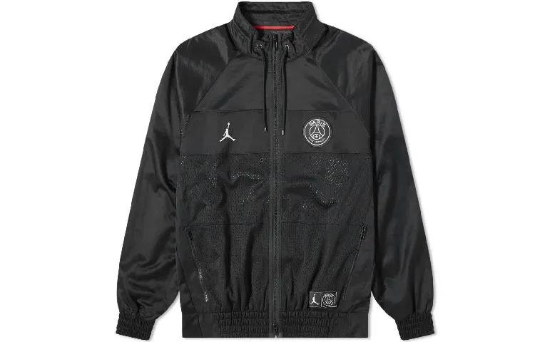 Jordan PSG Jackets Men's Black Stand Collar Moderate Straight Fit