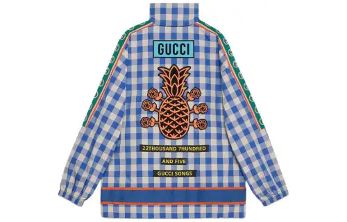 GUCCI Jackets Men's Blue Stand Collar Moderate Other