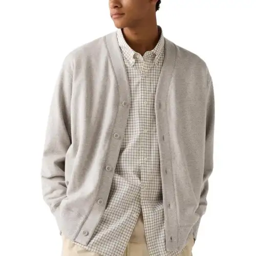 UNIQLO Knitwear Men's Beige V Neck Moderate Cardigan